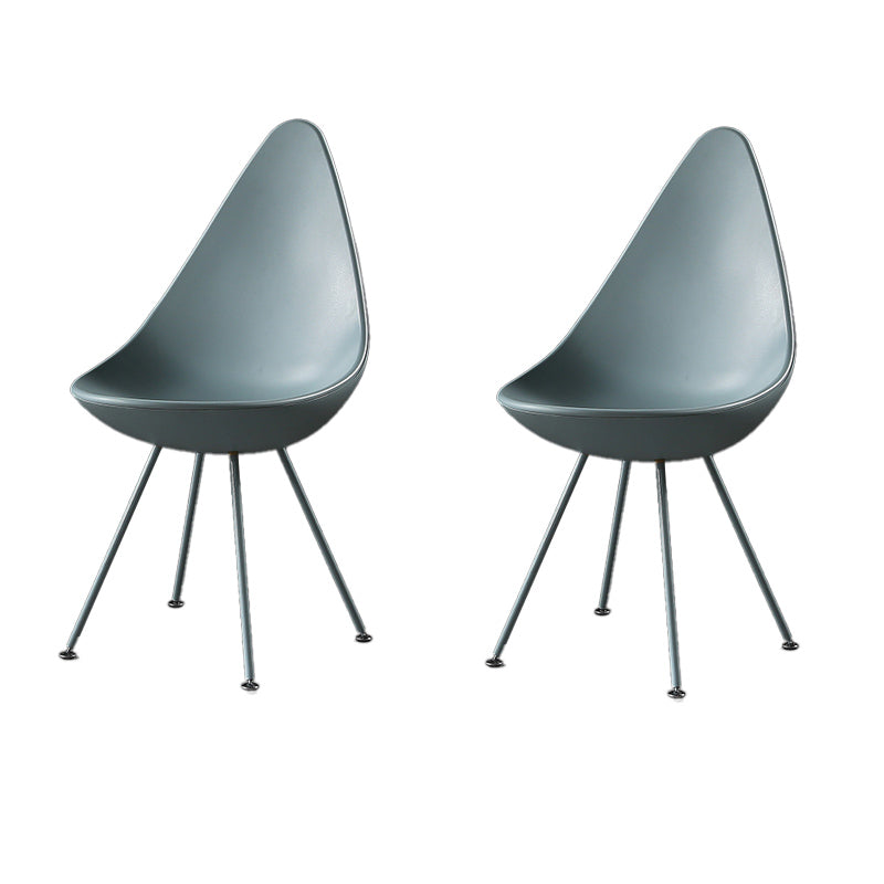 Industrial Style Armless Chair Solid Back Side Plastic Chair with Metal Base