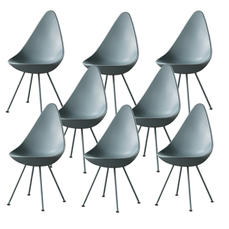 Industrial Style Armless Chair Solid Back Side Plastic Chair with Metal Base