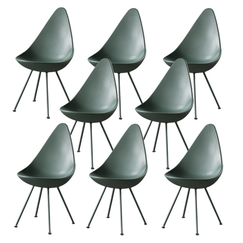 Industrial Style Armless Chair Solid Back Side Plastic Chair with Metal Base