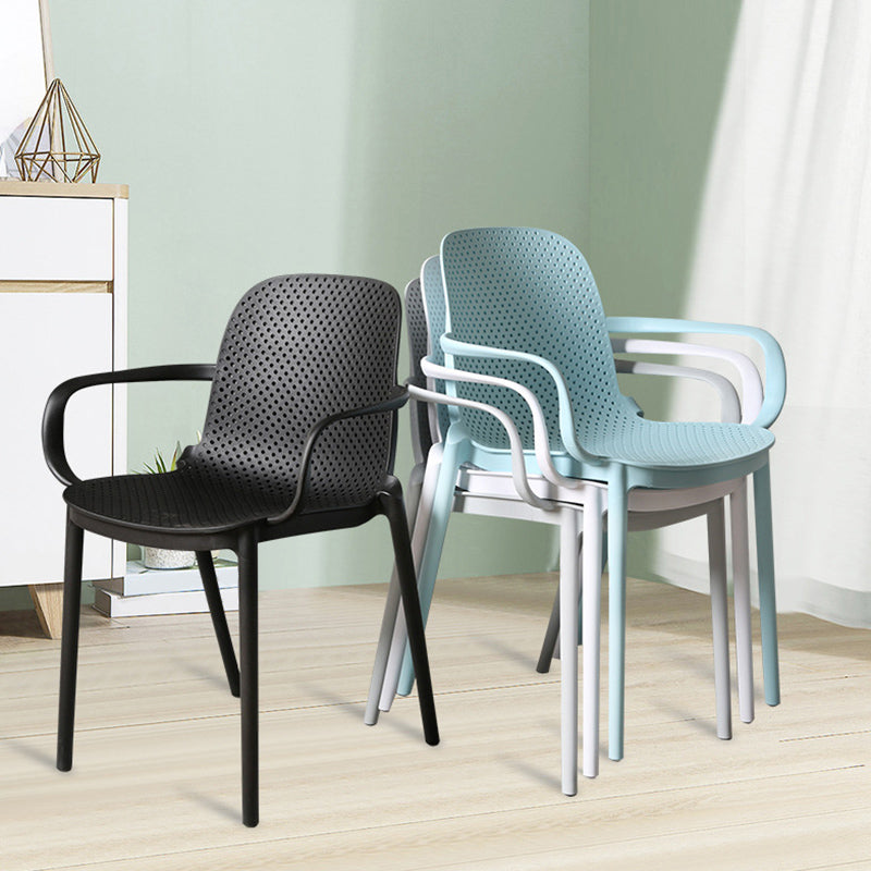 Modern Stackable Chair Dining Open Back Arm Chair with Plastic Legs for Kitchen