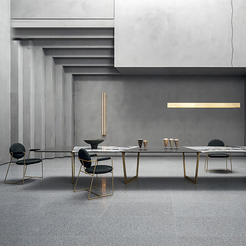 Contemporary Style Arm Chair Open Back Side Dining Chair with Metal Base for Dining Room