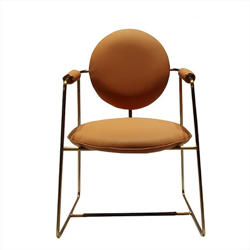 Contemporary Style Arm Chair Open Back Side Dining Chair with Metal Base for Dining Room