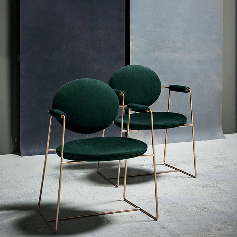 Contemporary Style Arm Chair Open Back Side Dining Chair with Metal Base for Dining Room