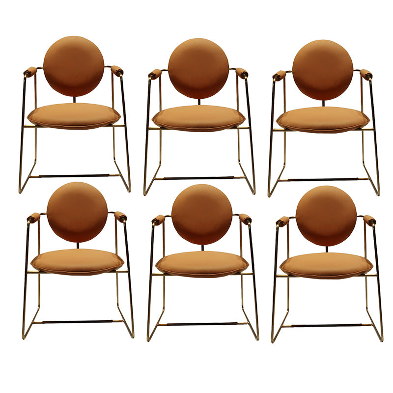 Contemporary Style Arm Chair Open Back Side Dining Chair with Metal Base for Dining Room