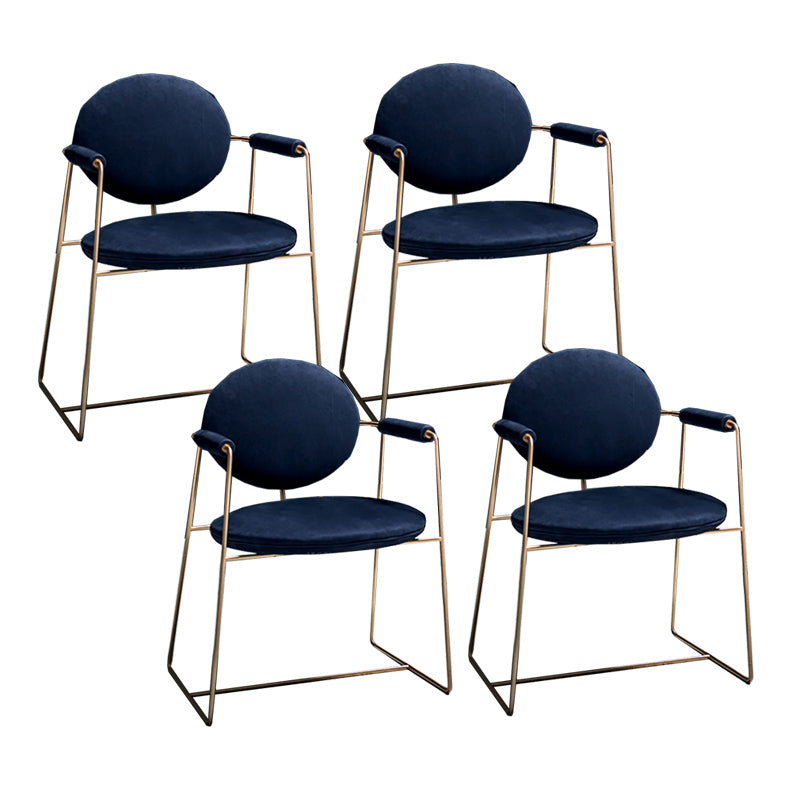 Contemporary Style Arm Chair Open Back Side Dining Chair with Metal Base for Dining Room