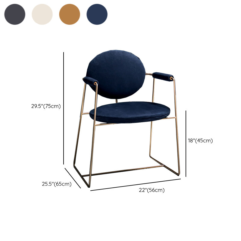 Contemporary Style Arm Chair Open Back Side Dining Chair with Metal Base for Dining Room