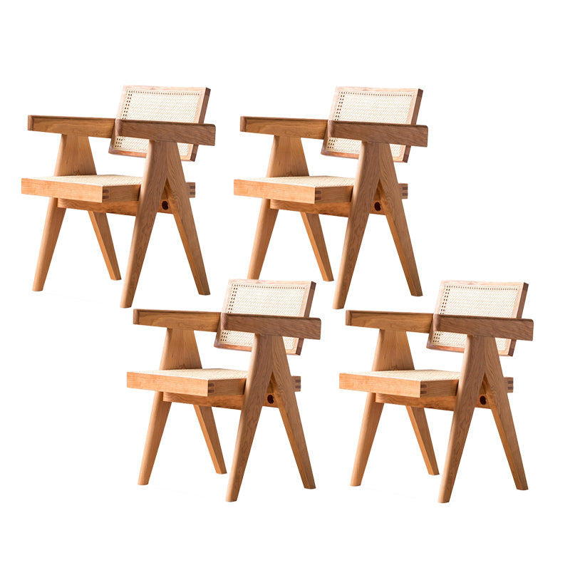 Traditional Style Chair Dining Open Back Arm Chair for Kitchen with Wooden Legs