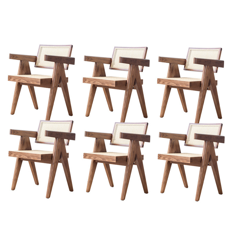 Traditional Style Chair Dining Open Back Arm Chair for Kitchen with Wooden Legs