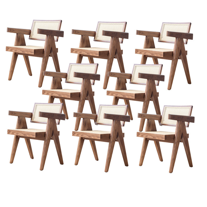 Traditional Style Chair Dining Open Back Arm Chair for Kitchen with Wooden Legs