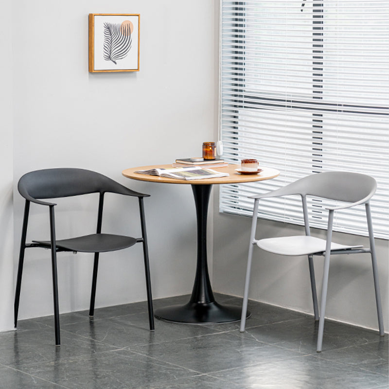 Modern Open Back Side Chair Plastic Dining Chair with Metal Base