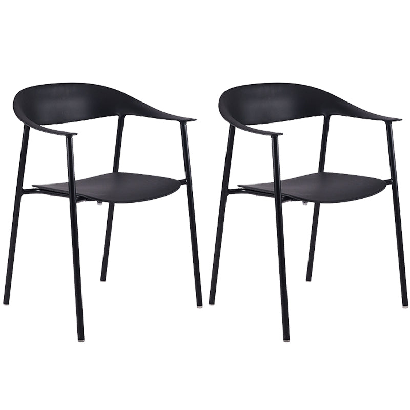Modern Open Back Side Chair Plastic Dining Chair with Metal Base