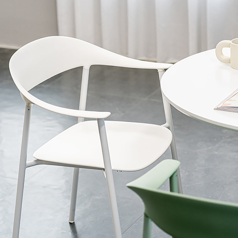 Modern Open Back Side Chair Plastic Dining Chair with Metal Base