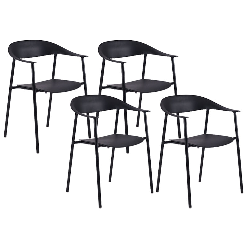 Modern Open Back Side Chair Plastic Dining Chair with Metal Base