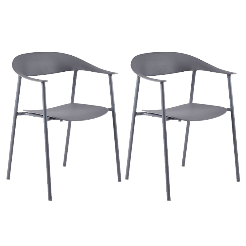Modern Open Back Side Chair Plastic Dining Chair with Metal Base