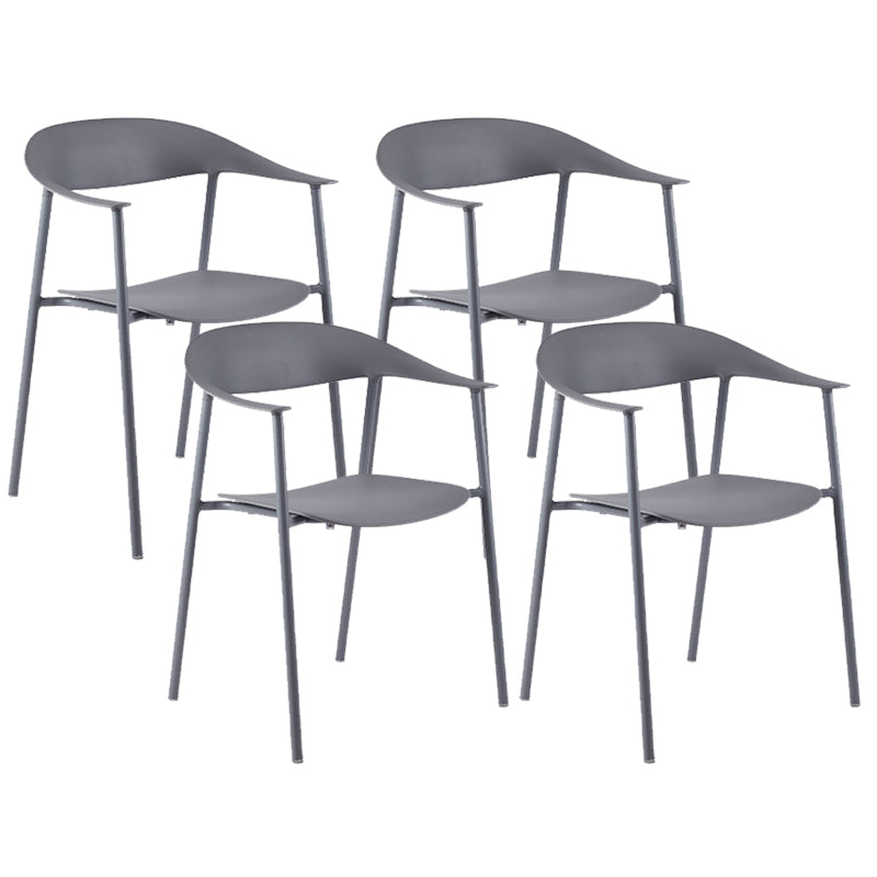 Modern Open Back Side Chair Plastic Dining Chair with Metal Base