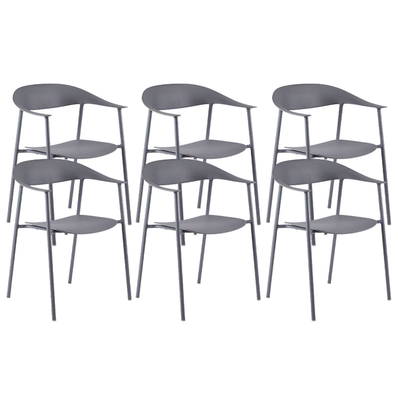 Modern Open Back Side Chair Plastic Dining Chair with Metal Base