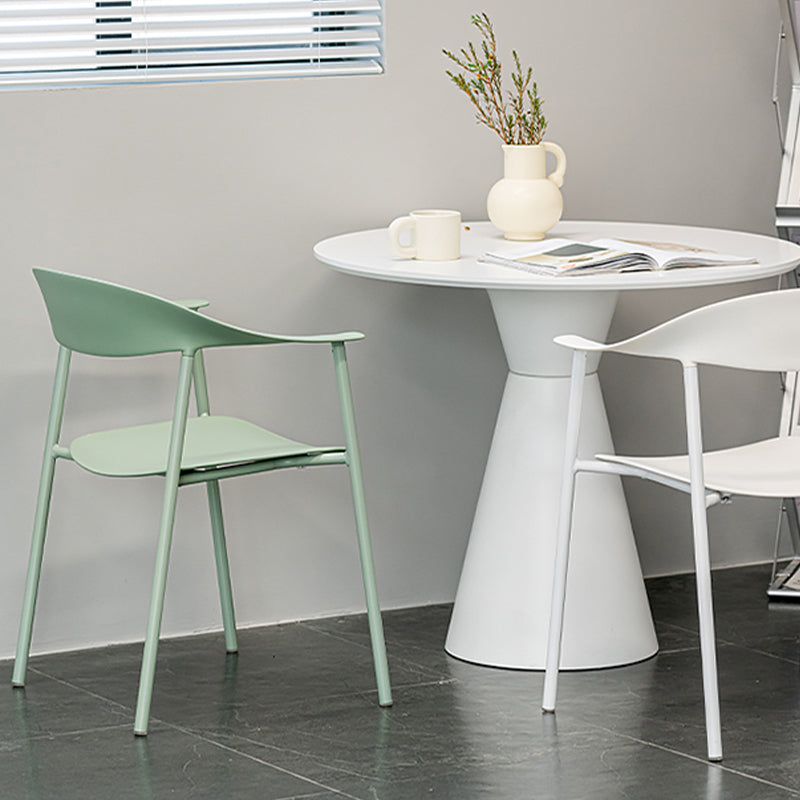 Modern Open Back Side Chair Plastic Dining Chair with Metal Base