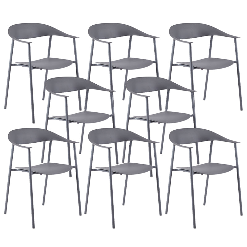 Modern Open Back Side Chair Plastic Dining Chair with Metal Base