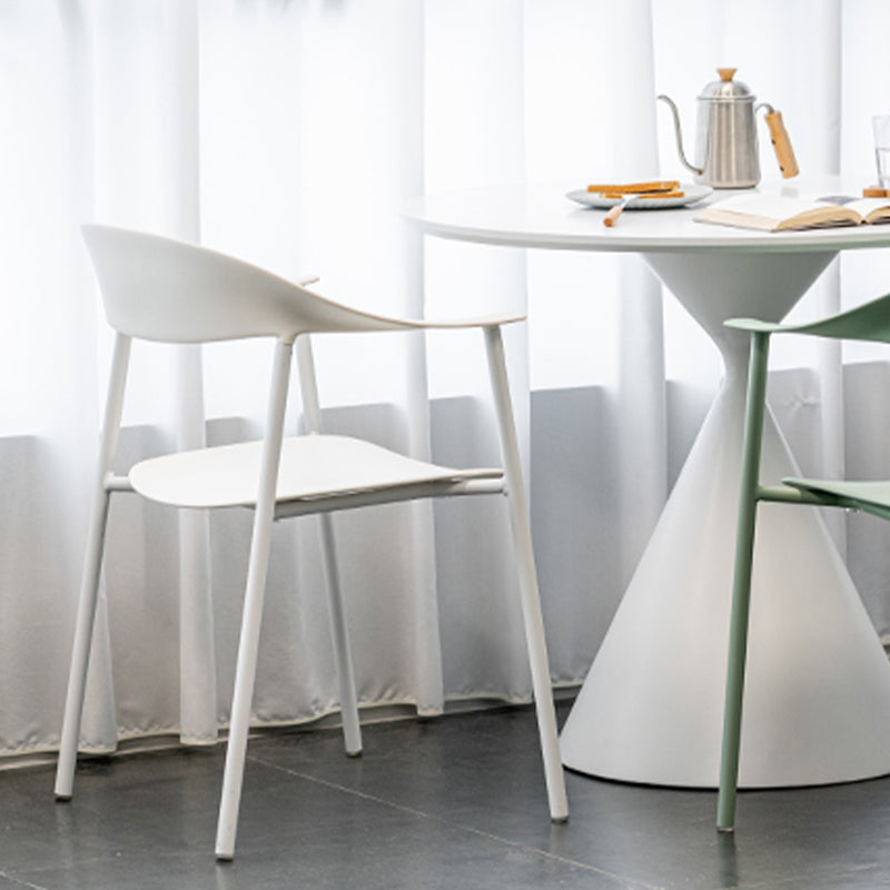 Modern Open Back Side Chair Plastic Dining Chair with Metal Base