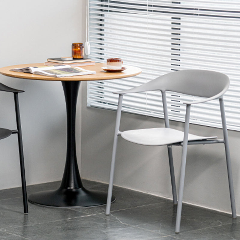 Modern Open Back Side Chair Plastic Dining Chair with Metal Base