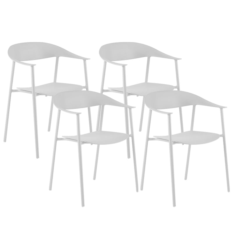 Modern Open Back Side Chair Plastic Dining Chair with Metal Base
