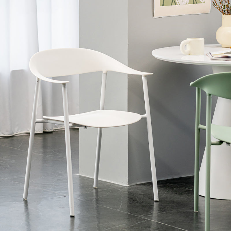 Modern Open Back Side Chair Plastic Dining Chair with Metal Base