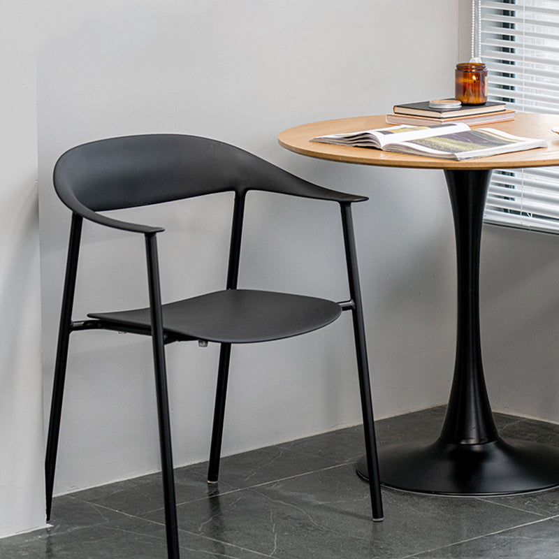 Modern Open Back Side Chair Plastic Dining Chair with Metal Base