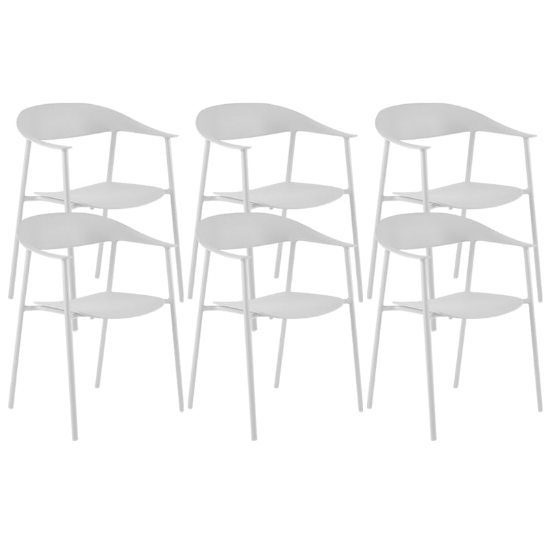 Modern Open Back Side Chair Plastic Dining Chair with Metal Base