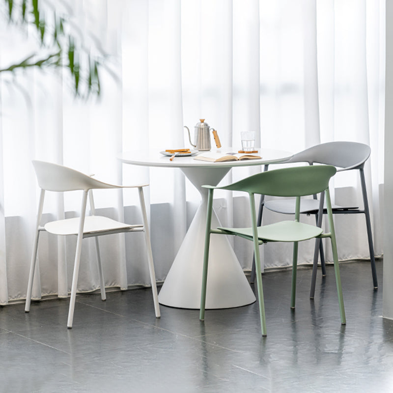Modern Open Back Side Chair Plastic Dining Chair with Metal Base
