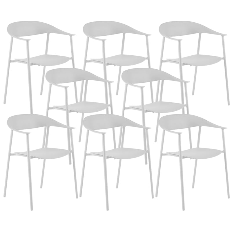 Modern Open Back Side Chair Plastic Dining Chair with Metal Base