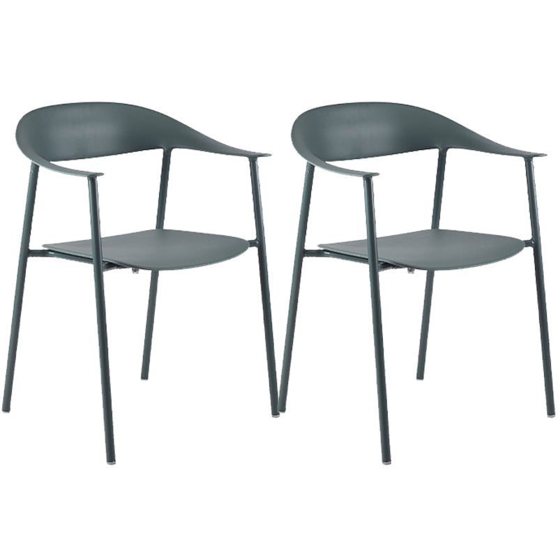 Modern Open Back Side Chair Plastic Dining Chair with Metal Base