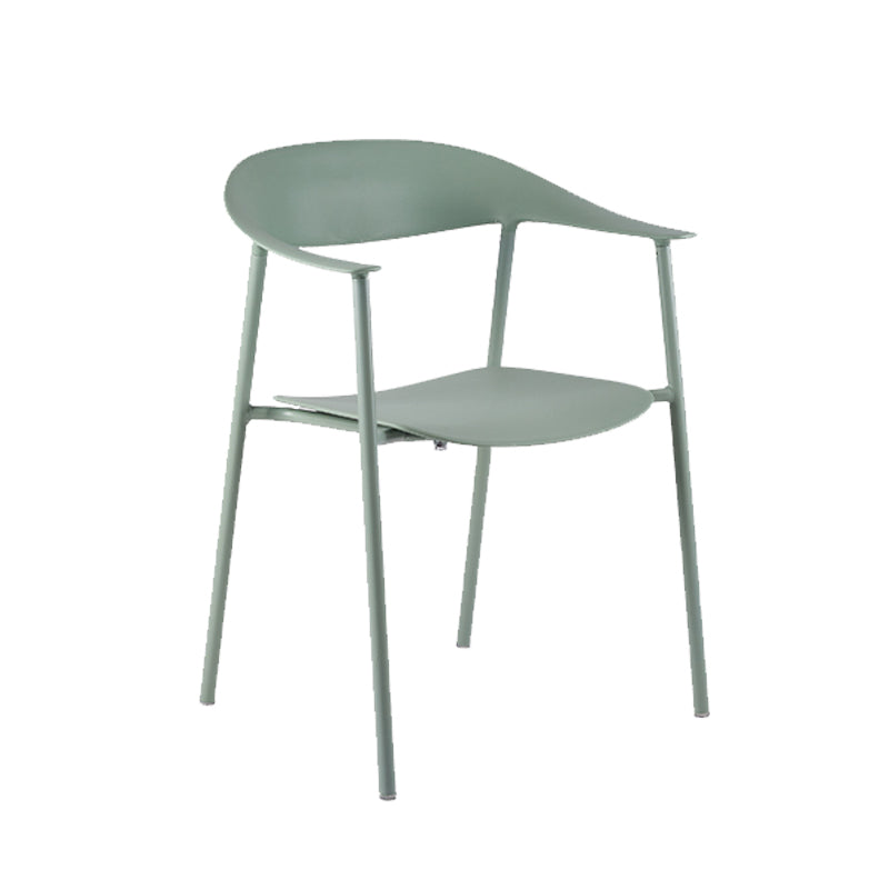 Modern Open Back Side Chair Plastic Dining Chair with Metal Base