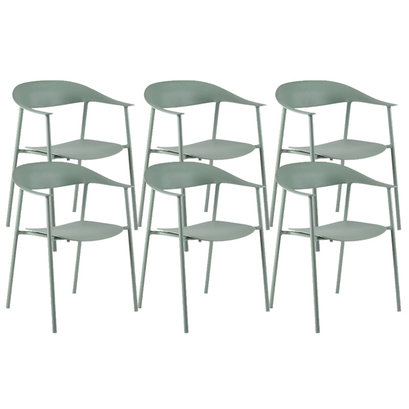 Modern Open Back Side Chair Plastic Dining Chair with Metal Base