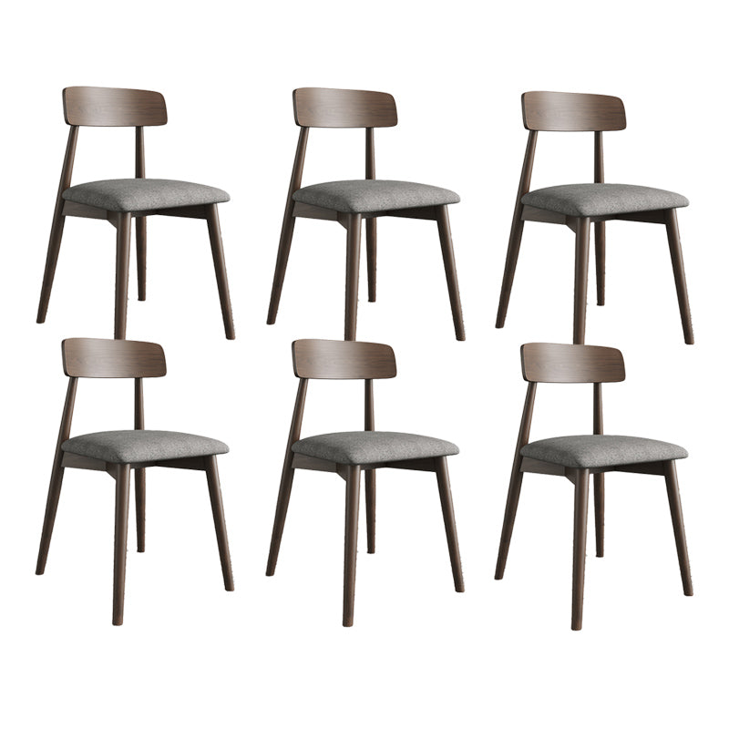 Modern Open Back Side Chair Upholstered Dining Chair with Wooden Base