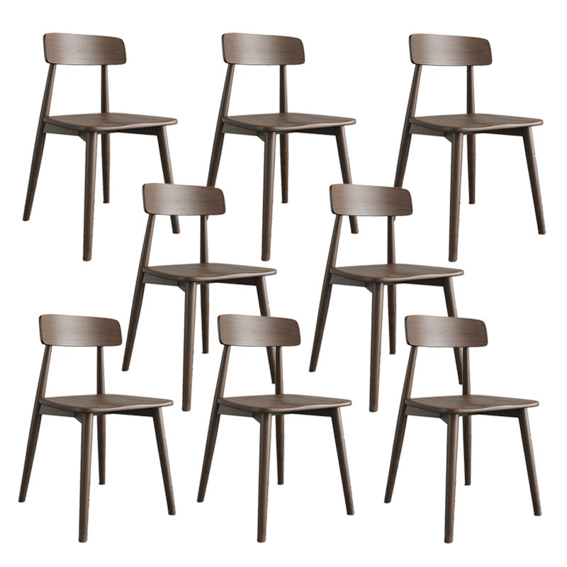 Modern Open Back Side Chair Upholstered Dining Chair with Wooden Base