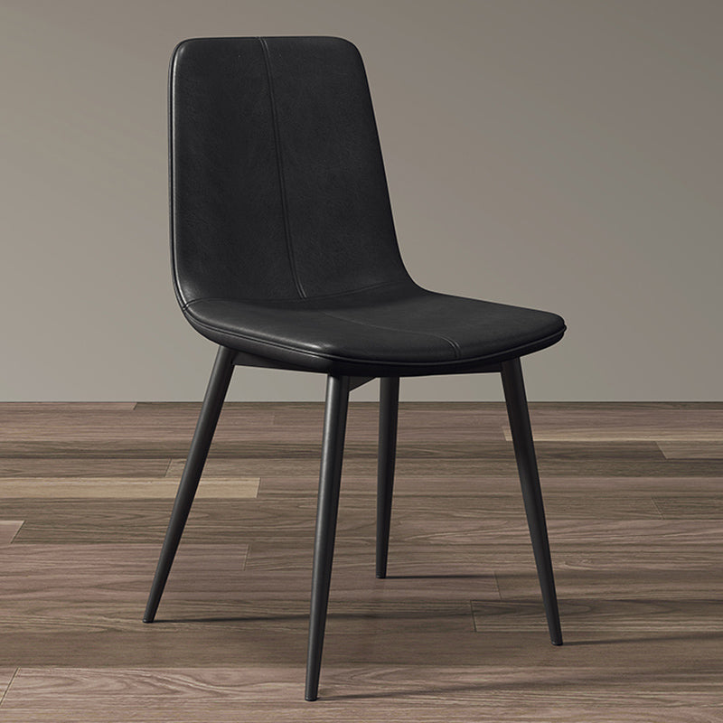 Glam Style Dining Chair Faux Leather Dining Side Chair with Metal Legs