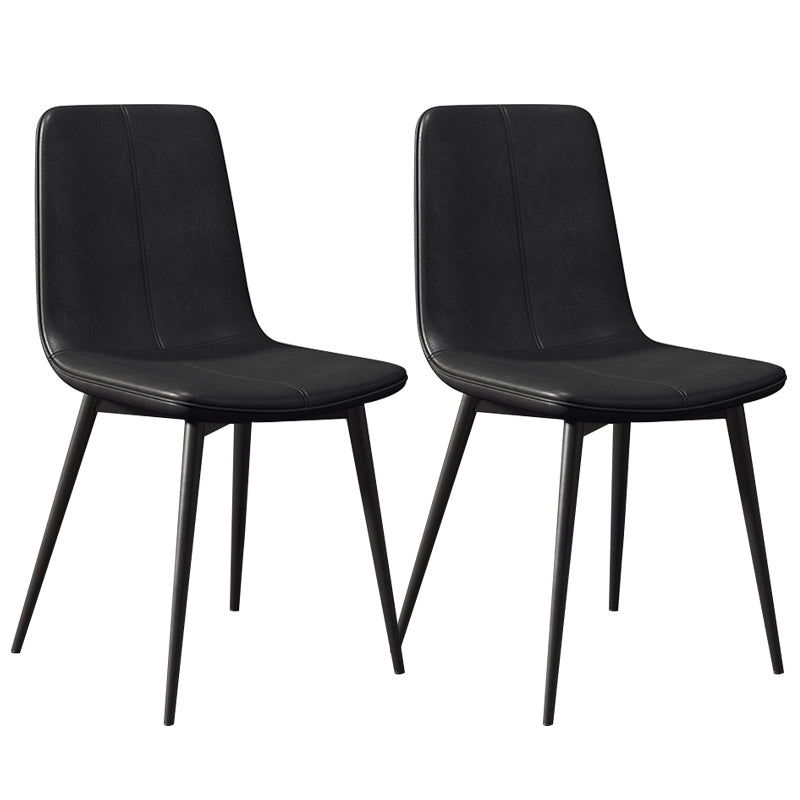 Glam Style Dining Chair Faux Leather Dining Side Chair with Metal Legs