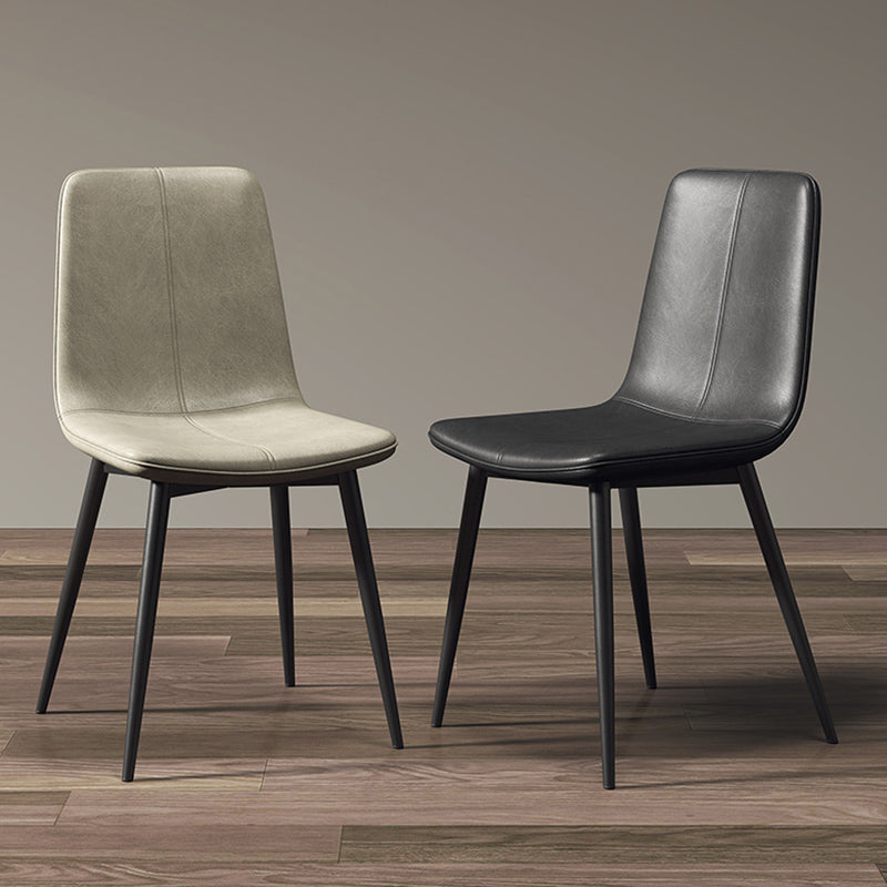 Glam Style Dining Chair Faux Leather Dining Side Chair with Metal Legs