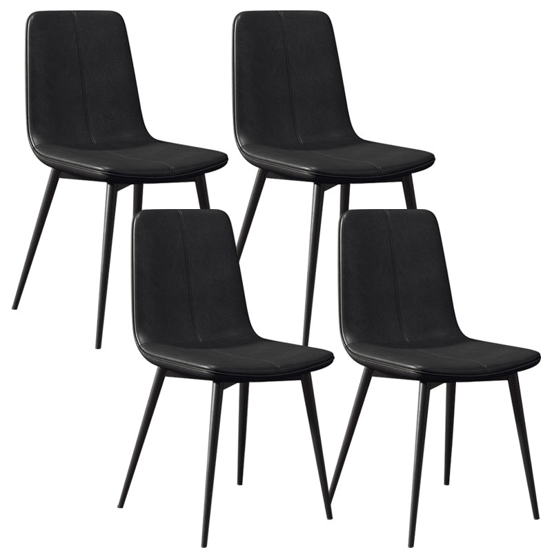 Glam Style Dining Chair Faux Leather Dining Side Chair with Metal Legs