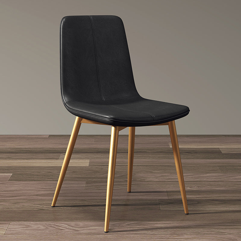 Glam Style Dining Chair Faux Leather Dining Side Chair with Metal Legs