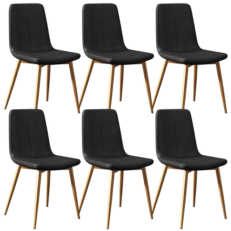 Glam Style Dining Chair Faux Leather Dining Side Chair with Metal Legs
