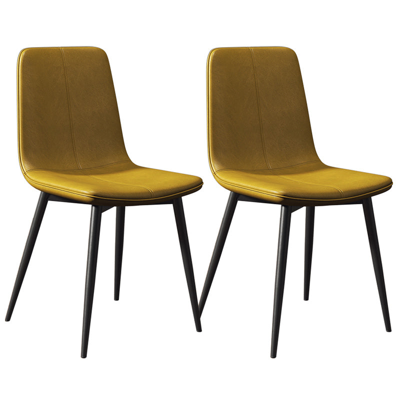 Glam Style Dining Chair Faux Leather Dining Side Chair with Metal Legs