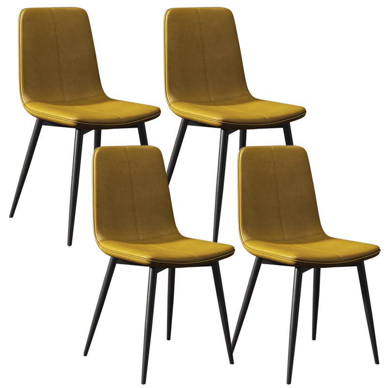 Glam Style Dining Chair Faux Leather Dining Side Chair with Metal Legs