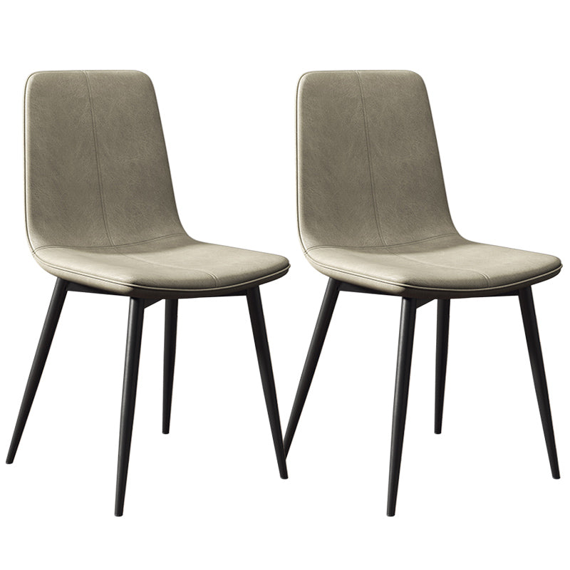 Glam Style Dining Chair Faux Leather Dining Side Chair with Metal Legs