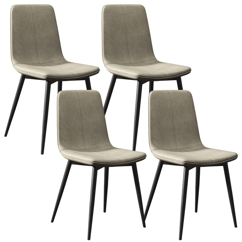 Glam Style Dining Chair Faux Leather Dining Side Chair with Metal Legs