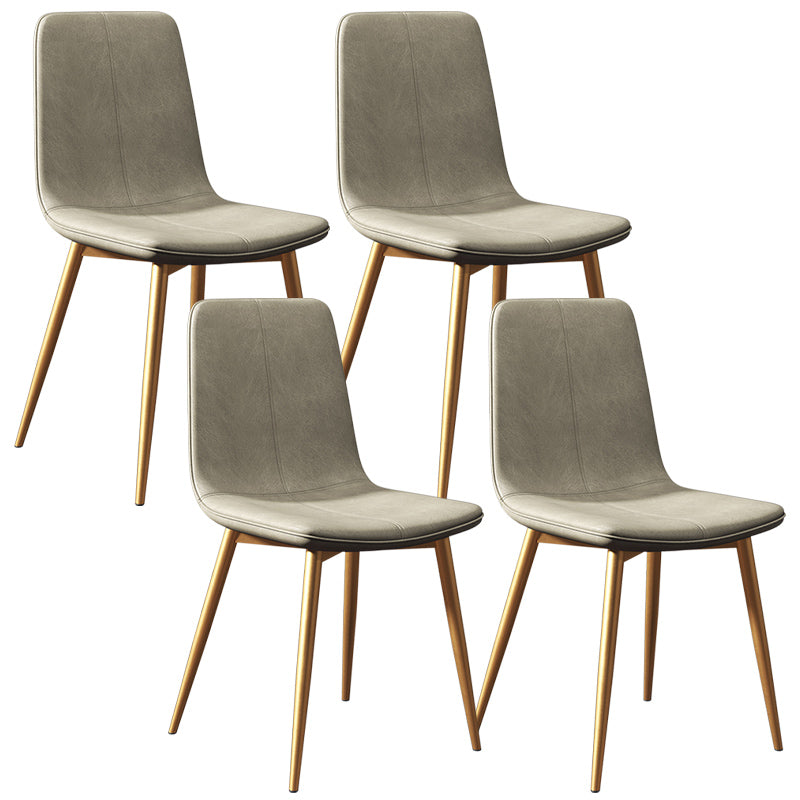 Glam Style Dining Chair Faux Leather Dining Side Chair with Metal Legs