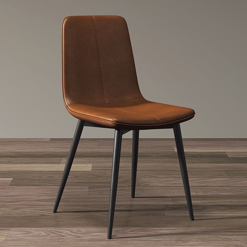 Glam Style Dining Chair Faux Leather Dining Side Chair with Metal Legs