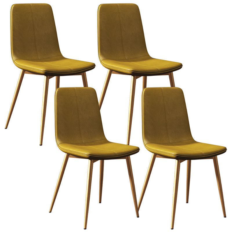 Glam Style Dining Chair Faux Leather Dining Side Chair with Metal Legs