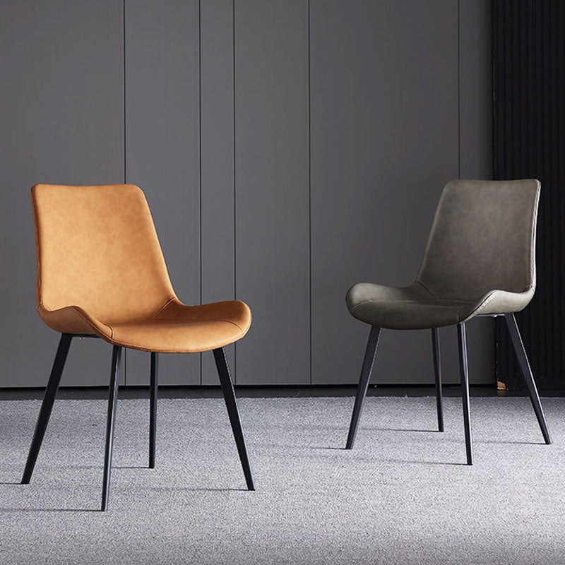 Industrial Dining Chair with Metal Frame Matte Finish Solid Back Side Chair