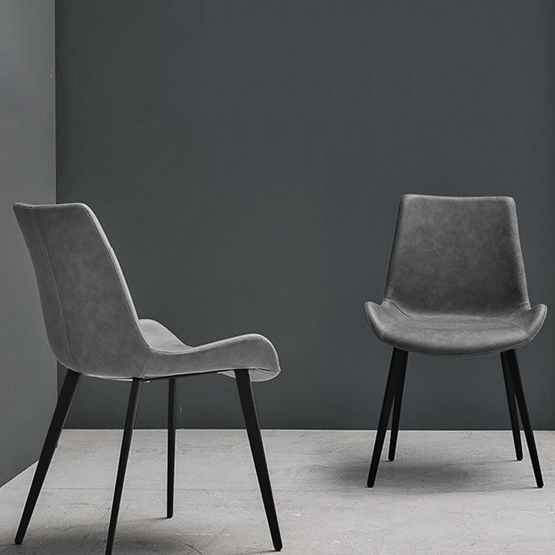 Industrial Dining Chair with Metal Frame Matte Finish Solid Back Side Chair